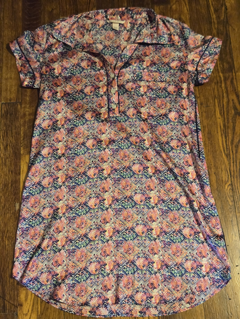 Floral Pink & Navy Short Sleeve Sleep Shirt